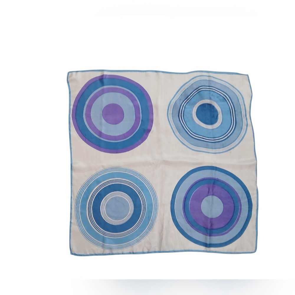 Vintage Silk Scarf Colorful Circles On Silk Square